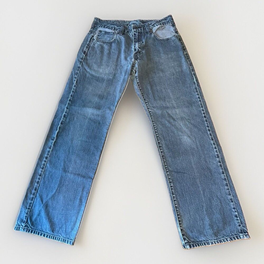 Levi's 569 Loose Straight Jeans Blue 32x32 Black Waist Patch Patch